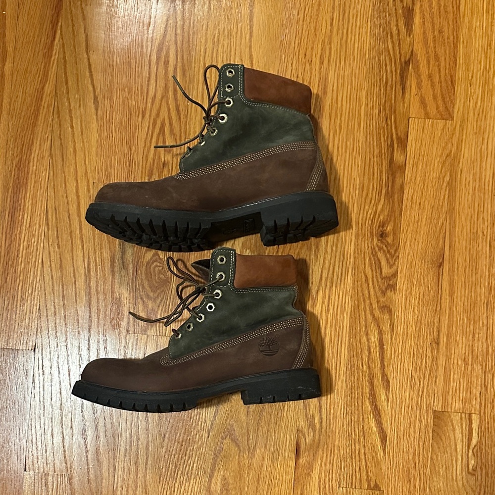 Men's Brown and Olive Lace-Up Work Boots